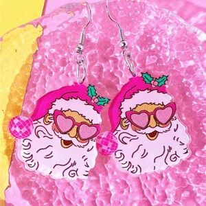Pink Santa Earrings